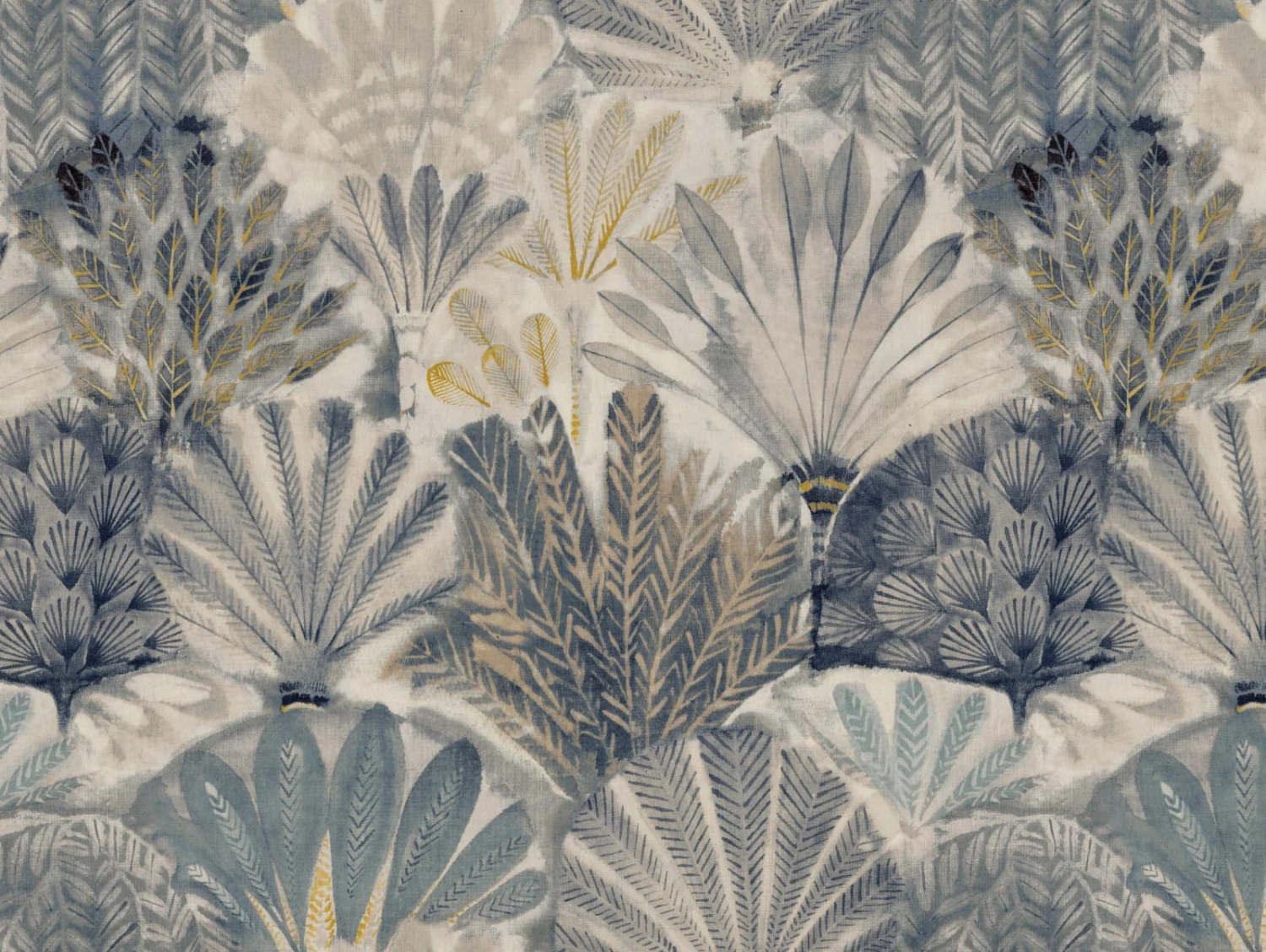 Digitaldruck Fächer Blattmuster Blau Beige Grau ML2901 2 Digitaldruck Fächer Blattmuster Blau Beige Grau ML2901 - Image 2