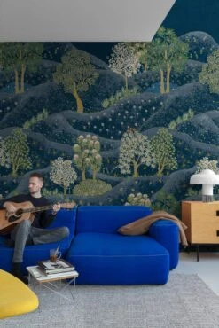 Digitaldruck Hügel Bäume Blumen Blau Grün Weiß ML1802 -Bester Tapeten Laden Digitaldruck Huegel Baeume Blumen Blau Gruen Weiss ML1802 63217705 1