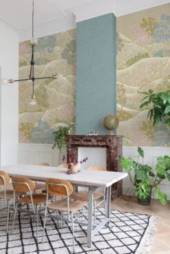 Digitaldruck Hügel Bäume Blumen Grün Grau Blau ML1801 -Bester Tapeten Laden Digitaldruck Huegel Baeume Blumen Gruen Grau Blau ML1801 63217704 1