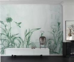 Fototapete Rasch Leo La Douce Blumen Weiß Grün 100471