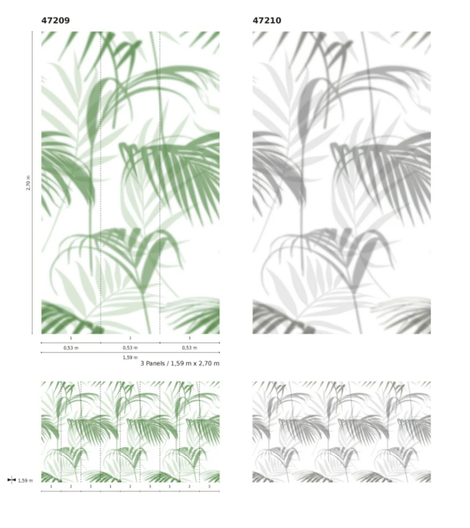 Fototapete Vlies Blätter Palmen Floral Grün Weiß 47209 3 Fototapete Vlies Blätter Palmen Floral Grün Weiß 47209 - Image 3