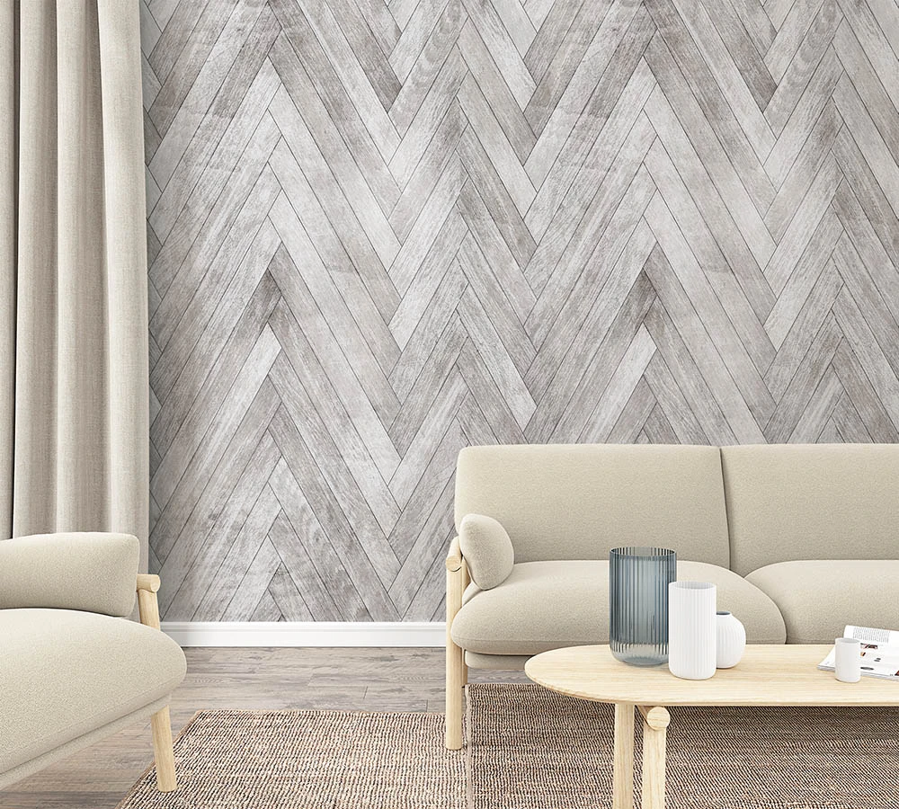 Fototapete Vlies Holz Zick-Zack-Muster Grau 47248 1 Fototapete Vlies Holz Zick-Zack-Muster Grau 47248