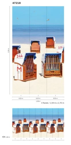 Fototapete Vlies Strand-Körbe See Blau Braun Beige 47218 -Bester Tapeten Laden Fototapete Vlies Strand Koerbe See blau braun beige 47218 63210669 2