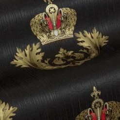 Glööckler Tapete Vlies Krone Barock Schwarz Glanz 54854 -Bester Tapeten Laden Harald Gloeoeckler Tapete Vlies Barock schwarz M 2