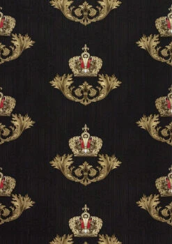 Glööckler Tapete Vlies Krone Barock Schwarz Glanz 54854