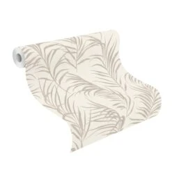 Tapete Barbara Home Collection Floral Blätter Weiß-Taupe -Bester Tapeten Laden Tapete Barbara Home Collection Floral Blaetter Weiss Taupe 63212144 3