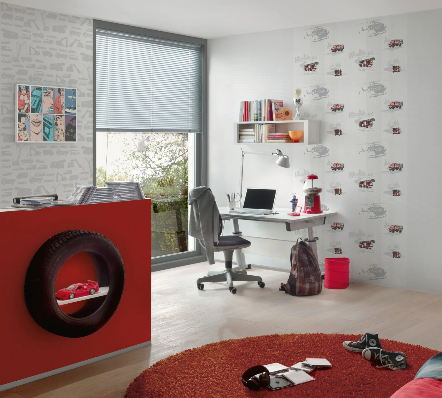 A.S. Creation Tapete Kinder Feuerwehr Autos Weiss Rot Metallic 35813-1 5 A.S. Creation Tapete Kinder Feuerwehr Autos Weiss Rot Metallic 35813-1 - Image 5