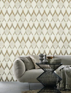 Tapete Kretschmer Deluxe Ornament Glasperlen Gold 41006-20