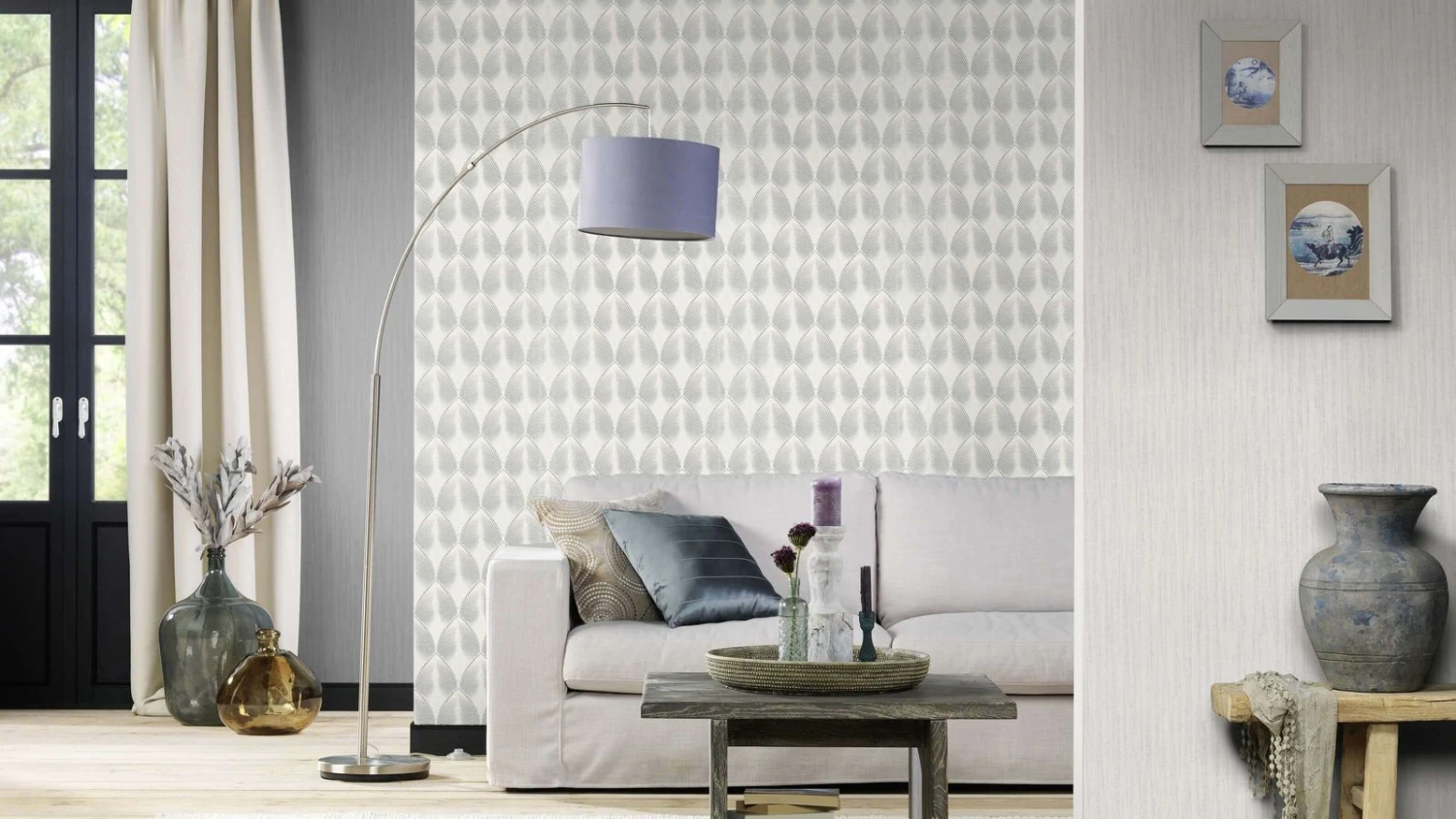 Tapete Vlies 3D Blätter Weiß Silber Metallic Rasch 535839 5 Tapete Vlies 3D Blätter Weiß Silber Metallic Rasch 535839 - Image 5