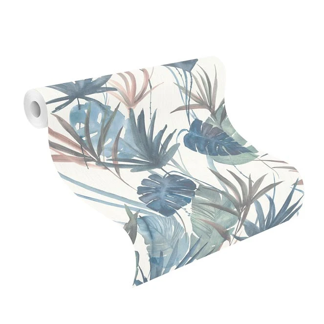 Barbara Home Vliestapete Blätter Weiß Blau Grün 536423 1 Barbara Home Vliestapete Blätter Weiß Blau Grün 536423