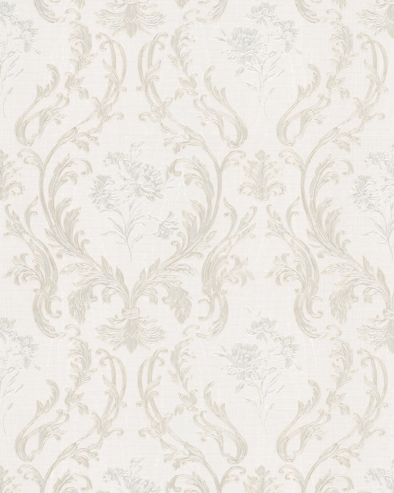Vliestapete Damast Floral Cremeweiss Silber Glanz 30601 1 Vliestapete Damast Floral Cremeweiss Silber Glanz 30601