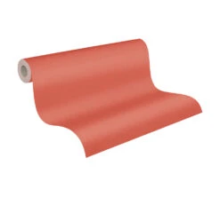 Tapete Vlies Einfarbig Struktur Orange-rot 37748-2