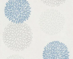 A.S. Creation Tapete Vlies Kreise Floral Weiß Blau Glitzer 37264-2