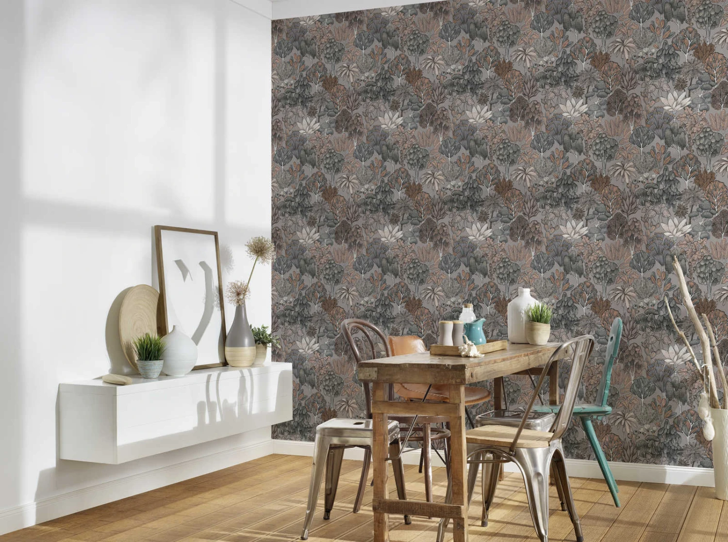 Tapete Vlies Palmen Floral Grau Beige Weiß 37757-4 4 Tapete Vlies Palmen Floral Grau Beige Weiß 37757-4 - Image 4