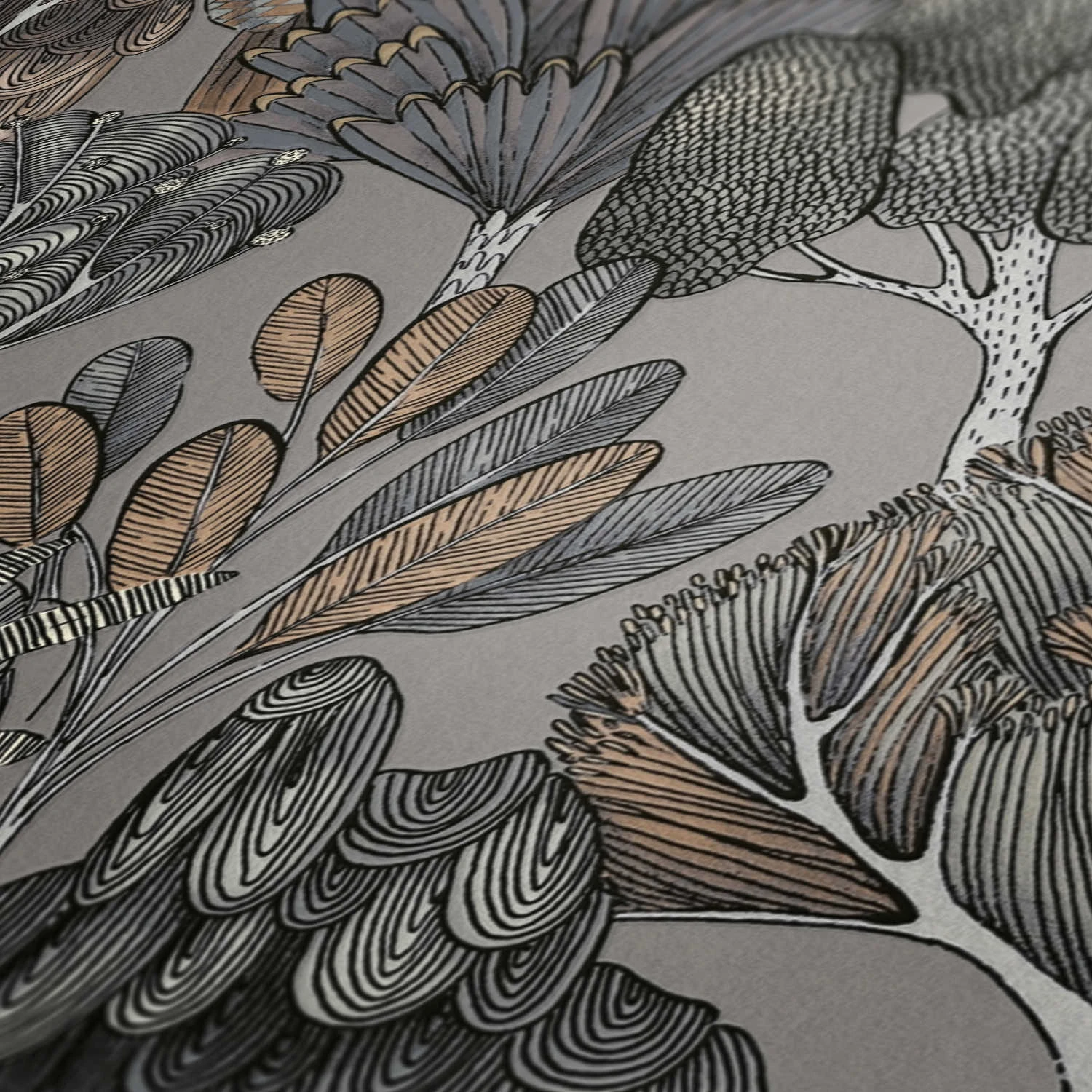 Tapete Vlies Palmen Floral Grau Beige Weiß 37757-4 3 Tapete Vlies Palmen Floral Grau Beige Weiß 37757-4 - Image 3