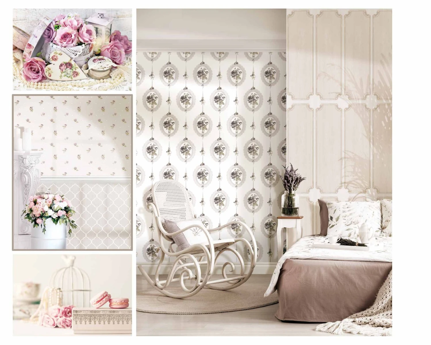 Vinyltapete Rose Bilderrahmen Creme Beige 107815 2 Vinyltapete Rose Bilderrahmen Creme Beige 107815 - Image 2