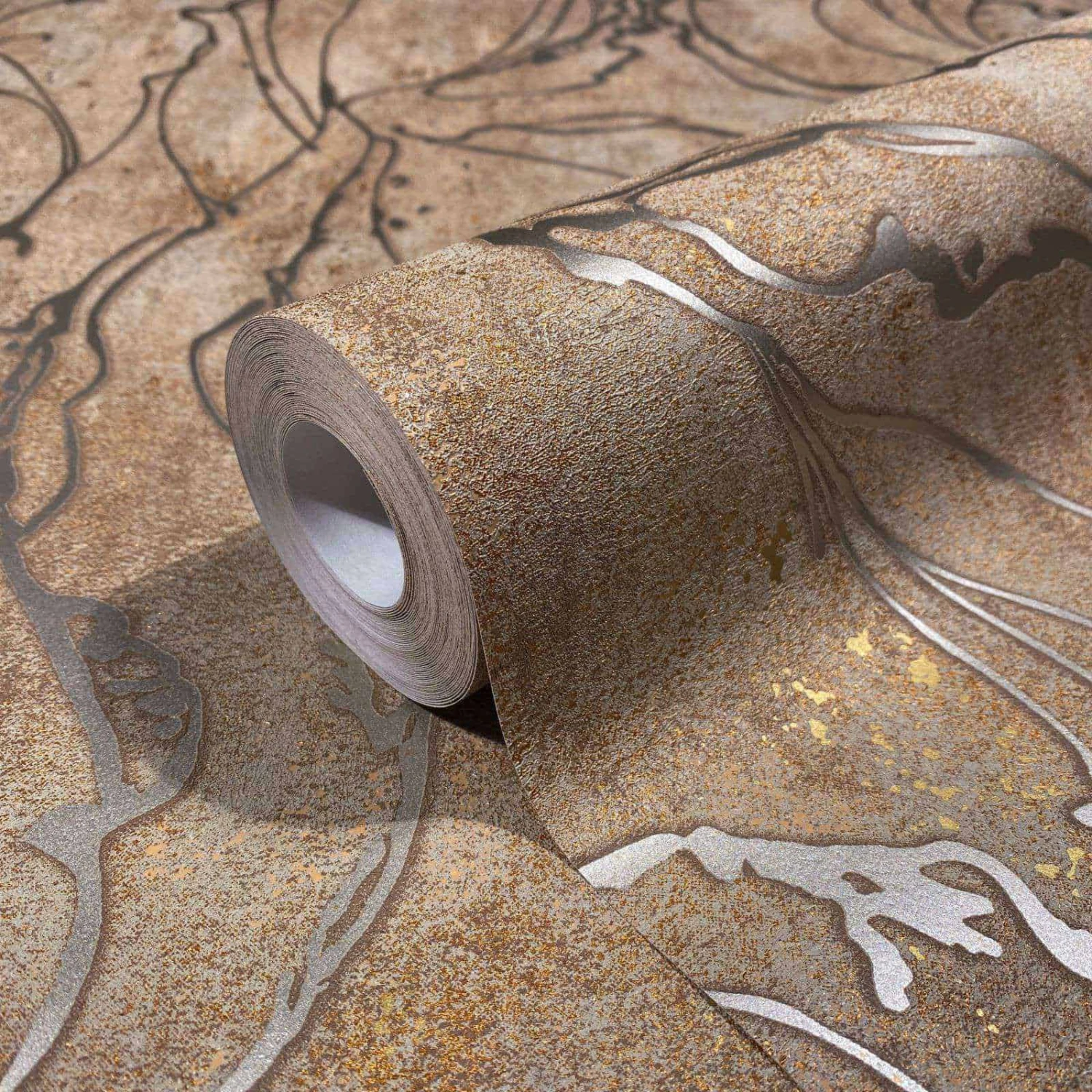 Vliestapete Marburg Braun Gold Linien Metallic 34255 2 Vliestapete Marburg Braun Gold Linien Metallic 34255 - Image 2