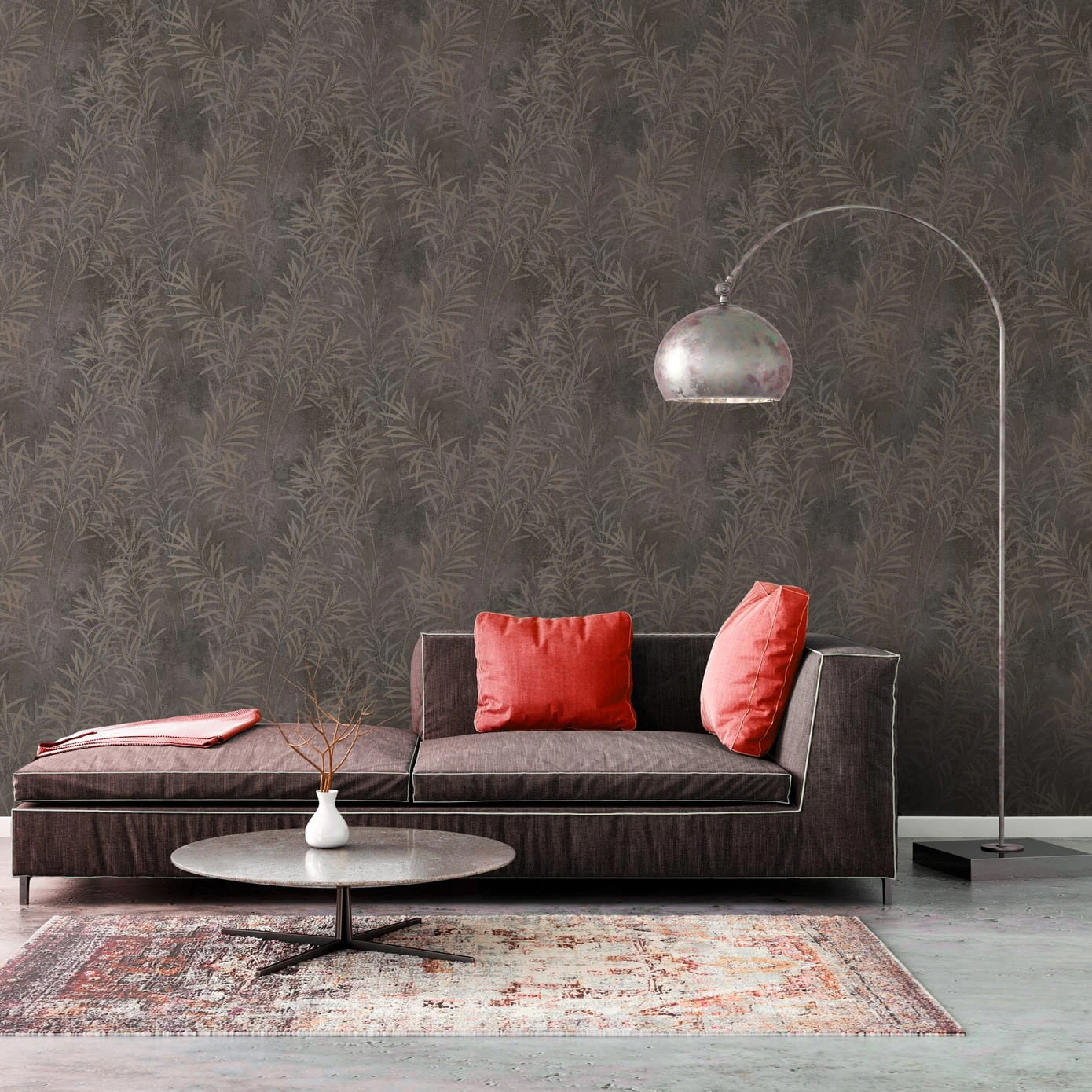 A.S. Creation Vliestapete Blattmuster Grau Gold Metallic 38919-1 2 A.S. Creation Vliestapete Blattmuster Grau Gold Metallic 38919-1 - Image 2