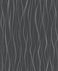 Vliestapete Ivy Wellen Schwarz Silber 82321 Novamur