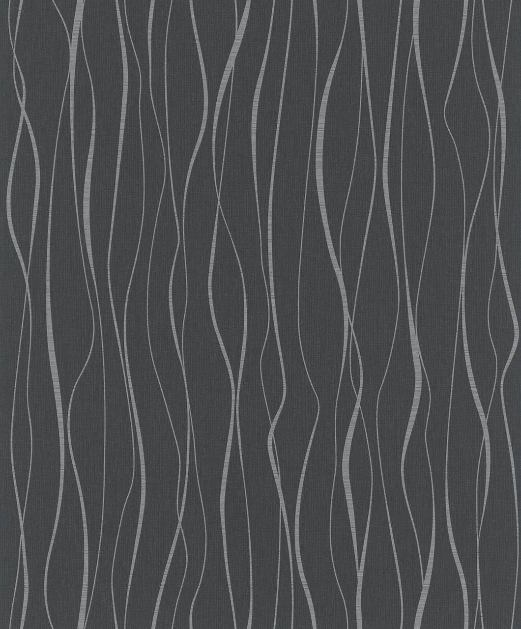 Vliestapete Ivy Wellen Schwarz Silber 82321 Novamur 1 Vliestapete Ivy Wellen Schwarz Silber 82321 Novamur