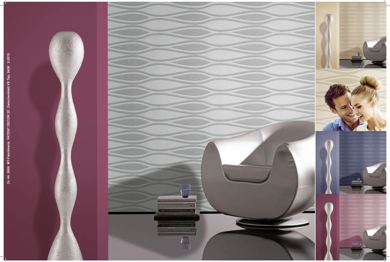 Vliestapete Retro Weiß Patent Decor 3D 9438 2 Vliestapete Retro Weiß Patent Decor 3D 9438 - Image 2